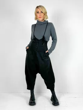 070 Black Strappy Dungarees
