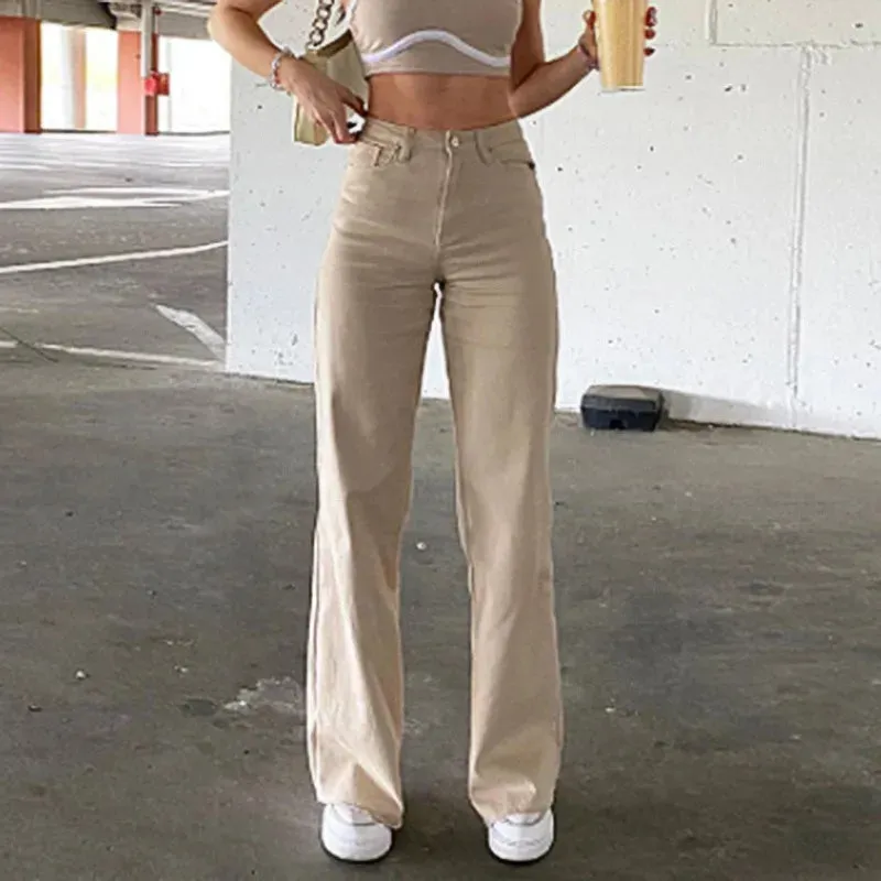 ADVBRIDGE Women's High Waist Stretch Jeans Wide Leg Femme Trousers Comfortable Denim Mother Pants Woman Jeans Loose Flare Jeans for Female