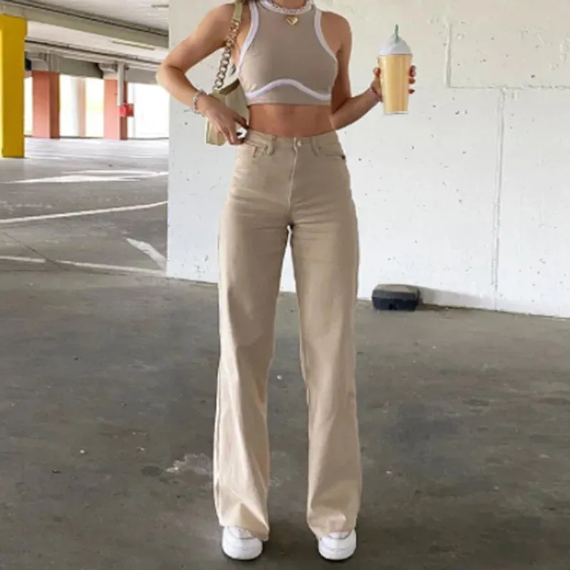 ADVBRIDGE Women's High Waist Stretch Jeans Wide Leg Femme Trousers Comfortable Denim Mother Pants Woman Jeans Loose Flare Jeans for Female
