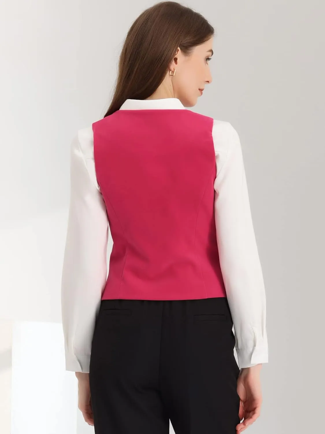 Allegra K Velvet Suit Waistcoat for Women's Retro Sleeveless Steampunk Blazer Dressy Vest