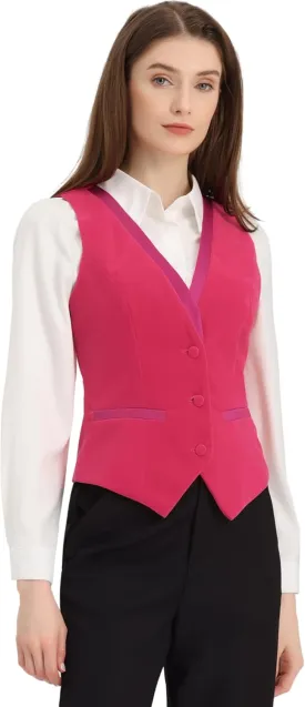 Allegra K Velvet Suit Waistcoat for Women's Retro Sleeveless Steampunk Blazer Dressy Vest
