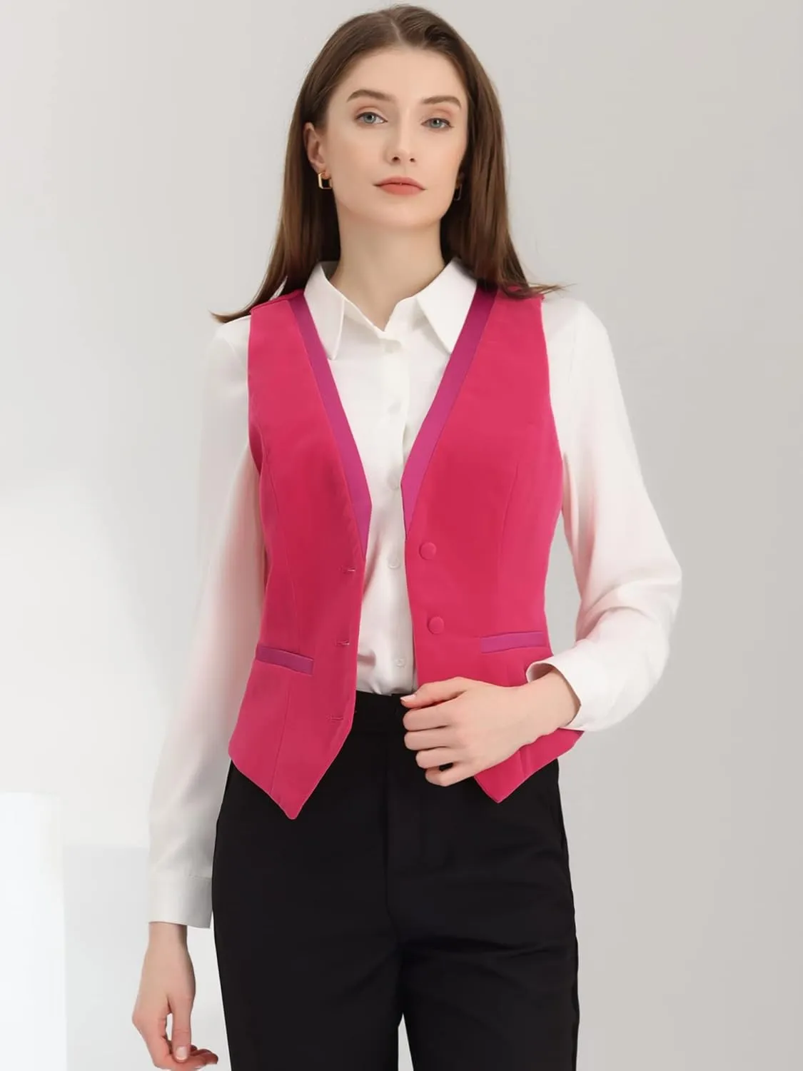 Allegra K Velvet Suit Waistcoat for Women's Retro Sleeveless Steampunk Blazer Dressy Vest