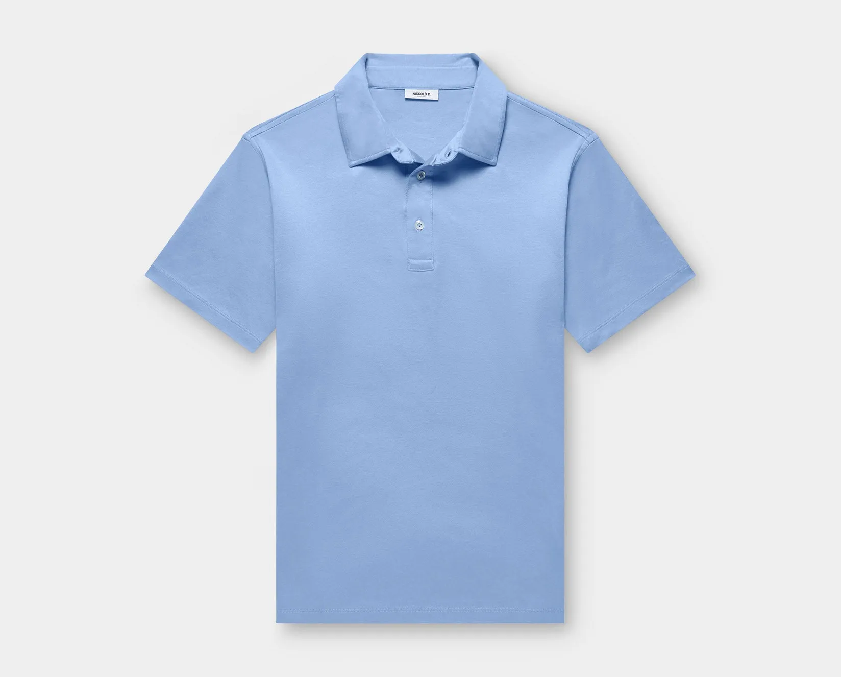 Amalfi Blue Egyptian Cotton Polo Shirt