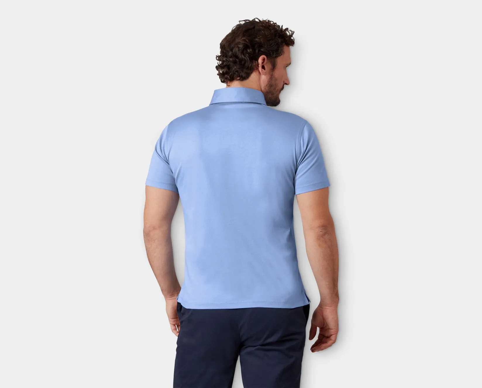 Amalfi Blue Egyptian Cotton Polo Shirt