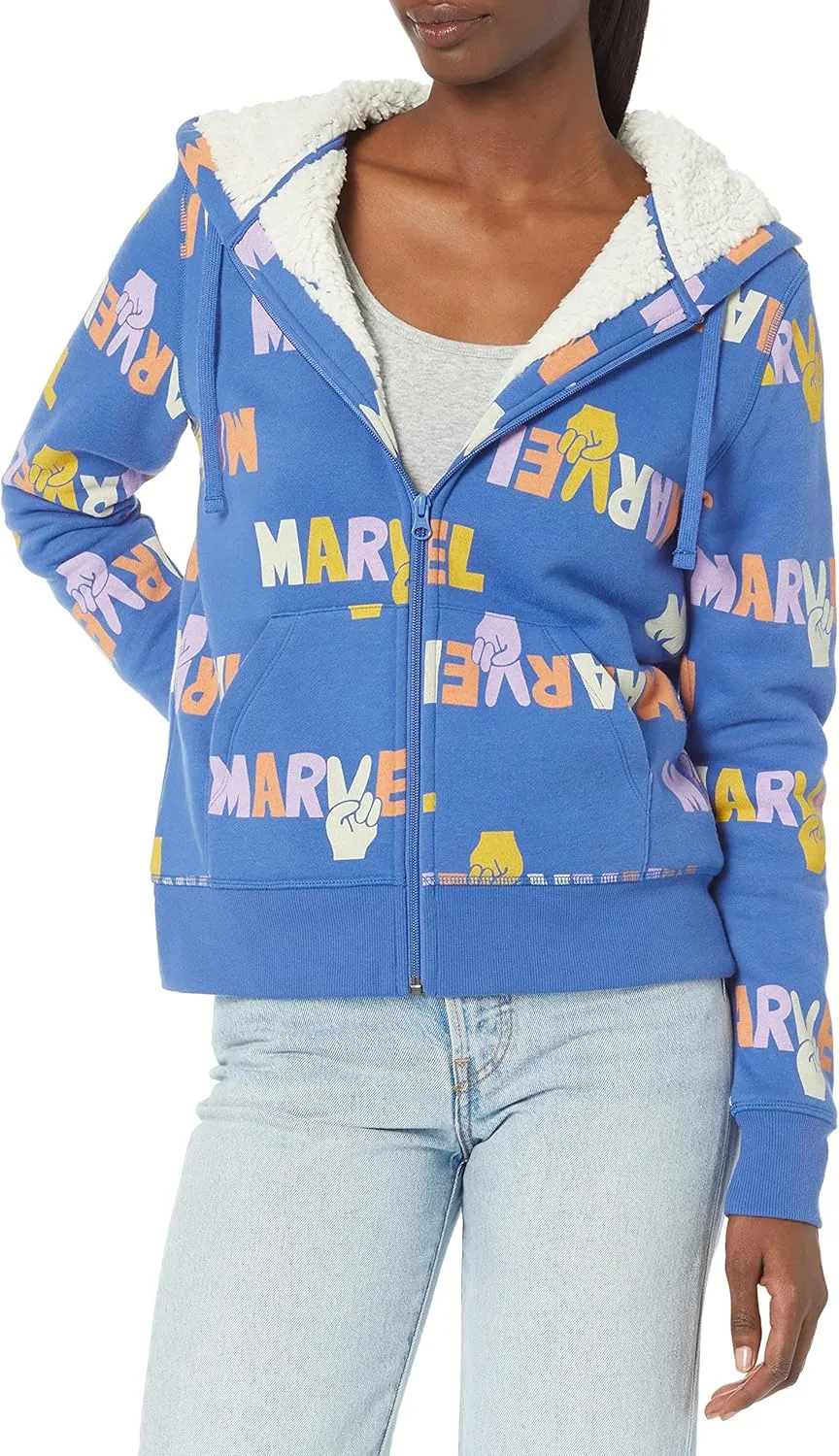 Amazon Essentials Disney | Marvel | Star Wars | Princess Women's Fleece Sherpa-Lined Full-Zip Hoodies