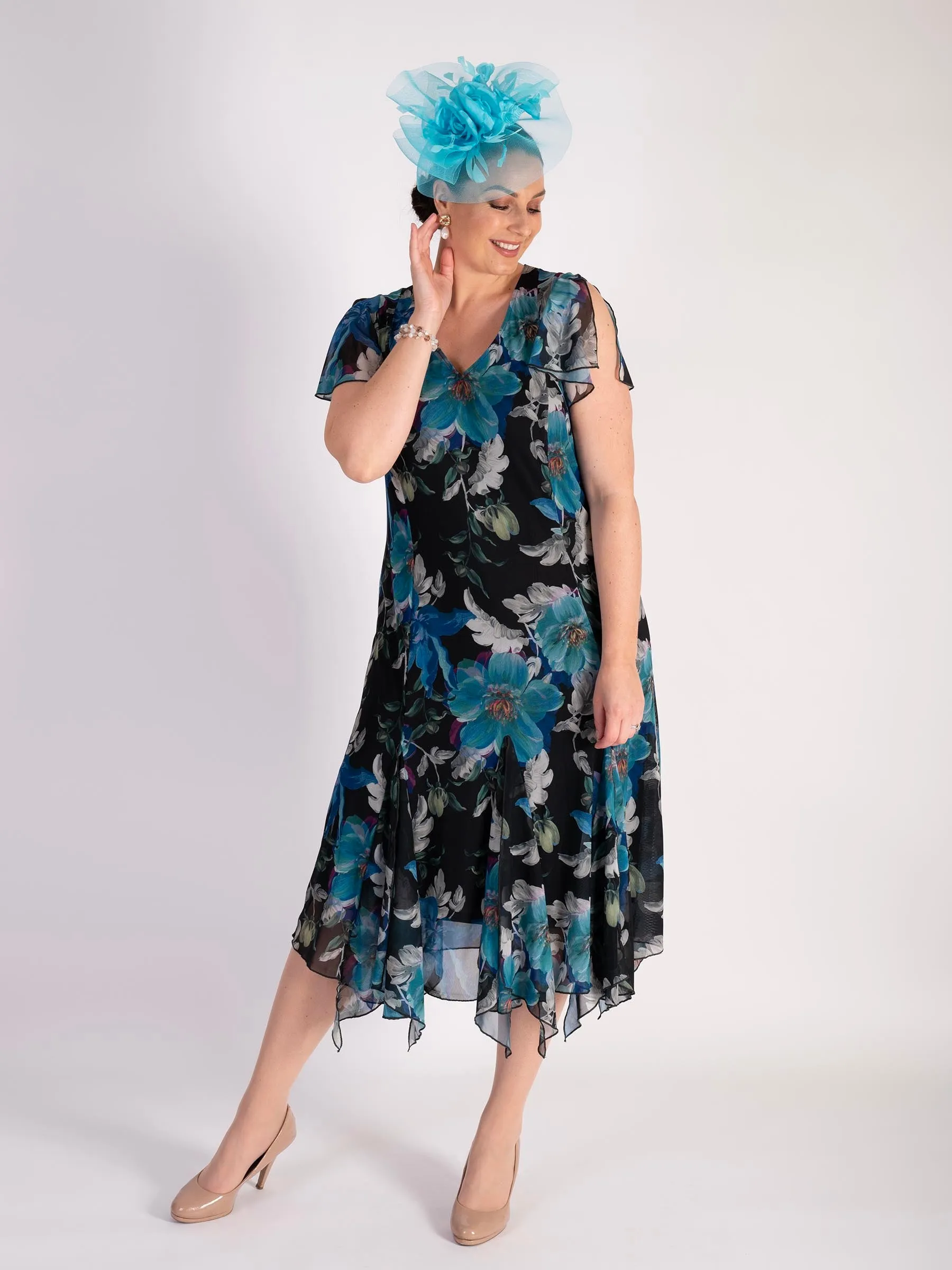 Black Aurora Angel Sleeve Mesh Dress With Lining