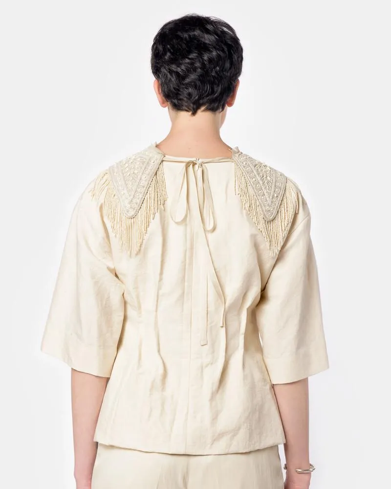 Conder Emb Shirt in Ecru