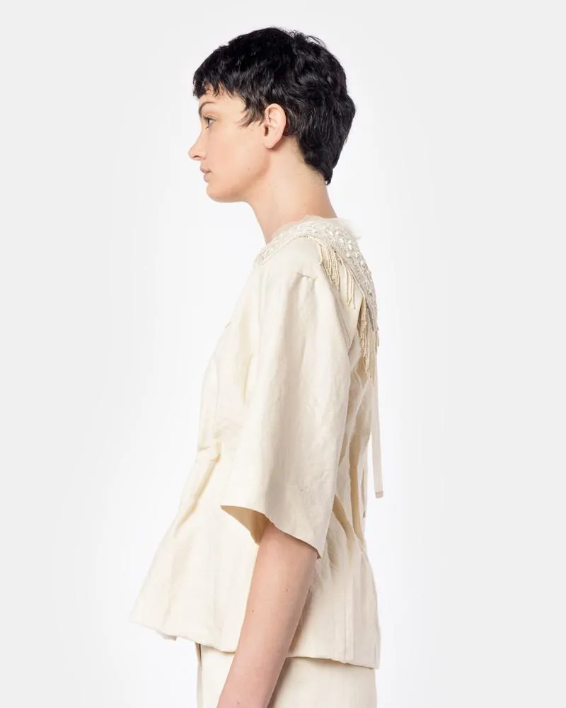 Conder Emb Shirt in Ecru
