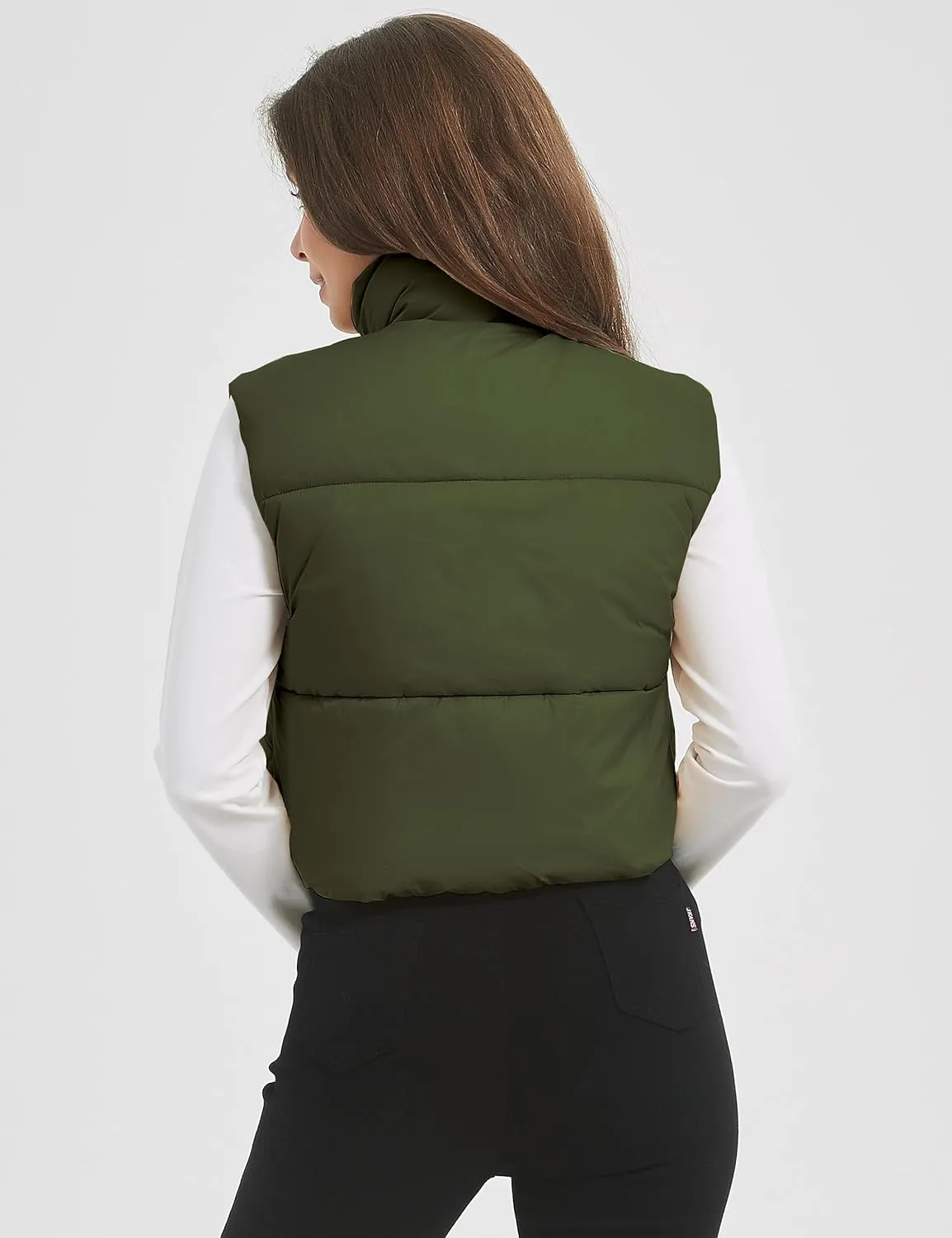 COZYPOIN Cropped Puffer Vest Womens Stand Collar Sleeveless Lightweight Padded Jacket Winter Warm Down Vests Jacket
