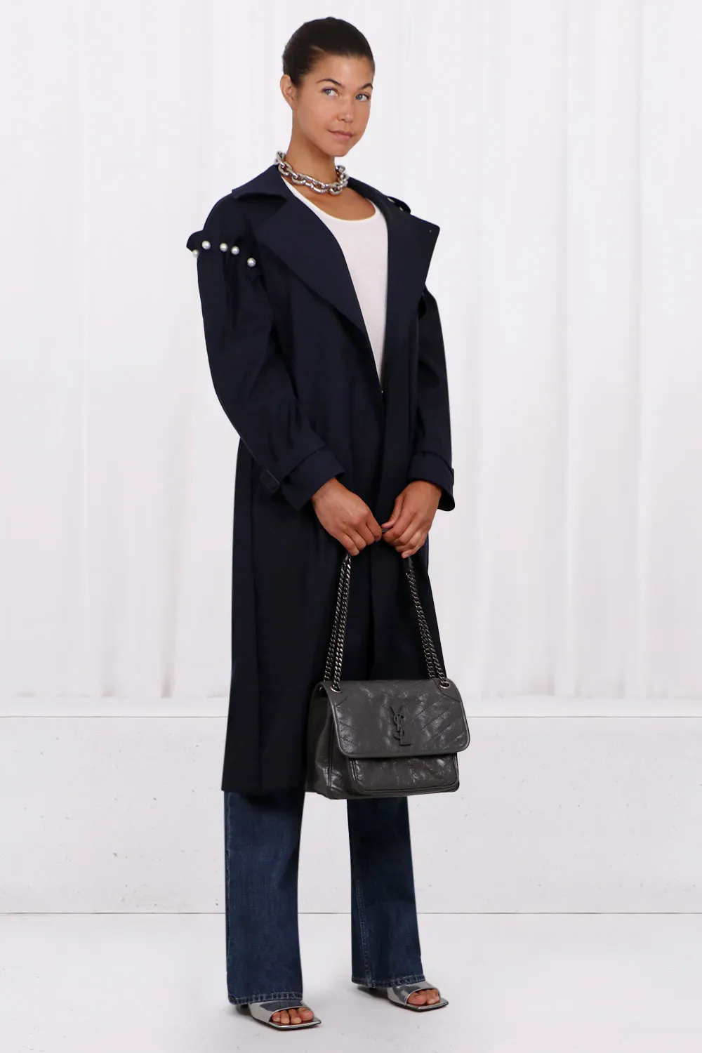 EMBER COTTON TRENCH COAT | NAVY