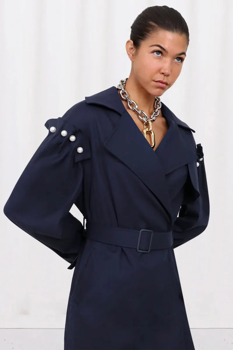 EMBER COTTON TRENCH COAT | NAVY