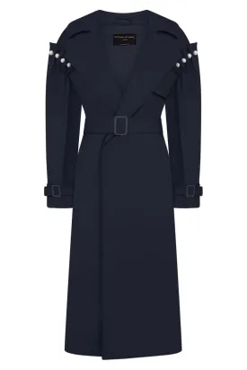EMBER COTTON TRENCH COAT | NAVY