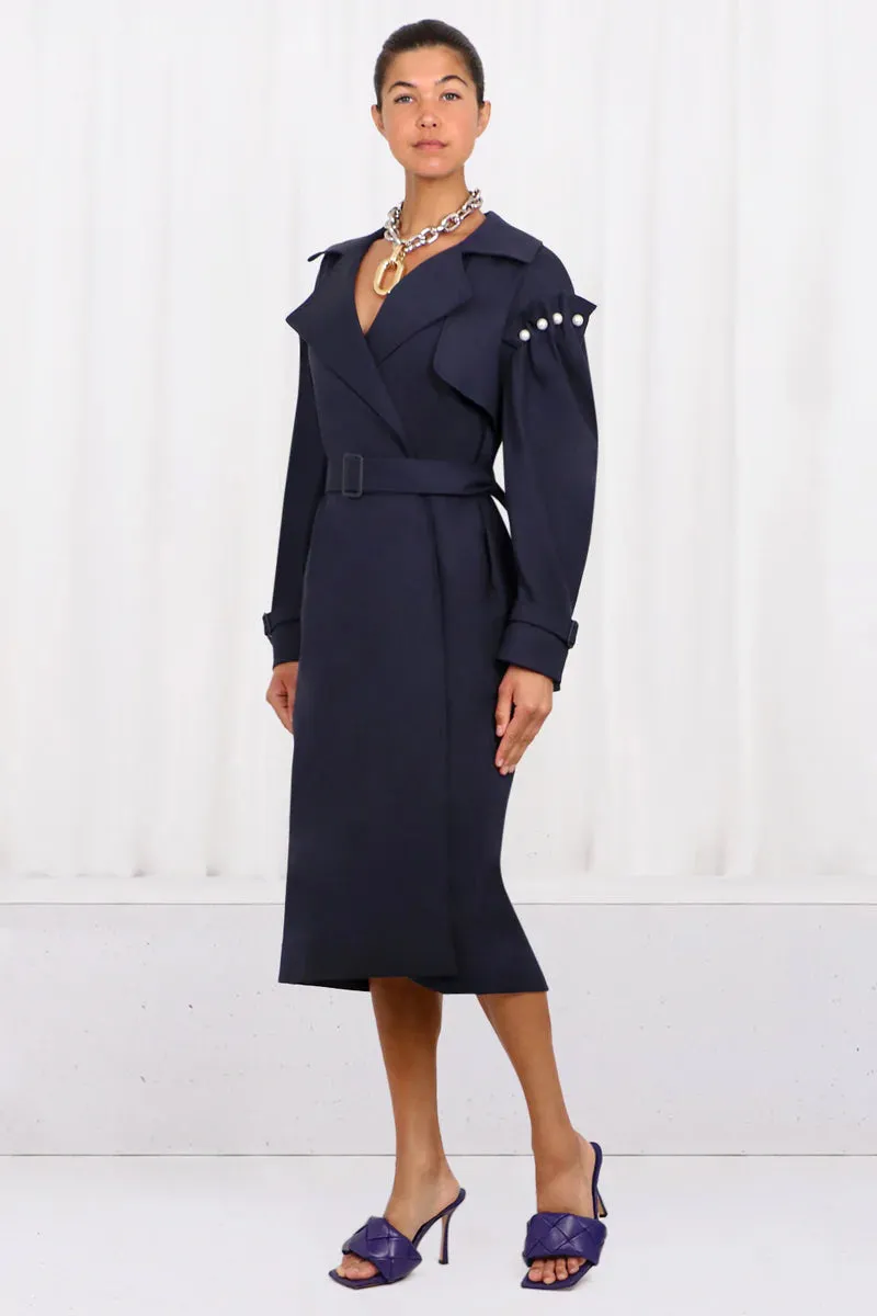 EMBER COTTON TRENCH COAT | NAVY