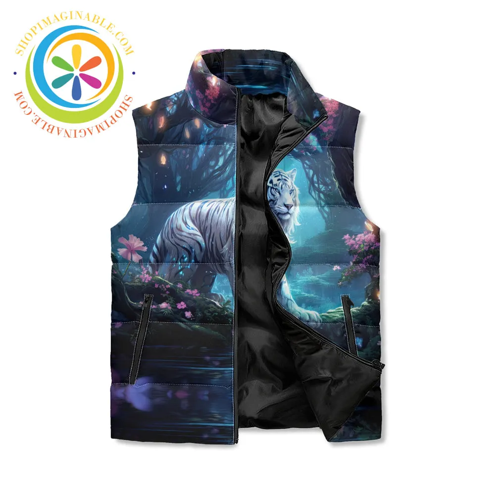 Enchanted White Tiger Puffer Vest