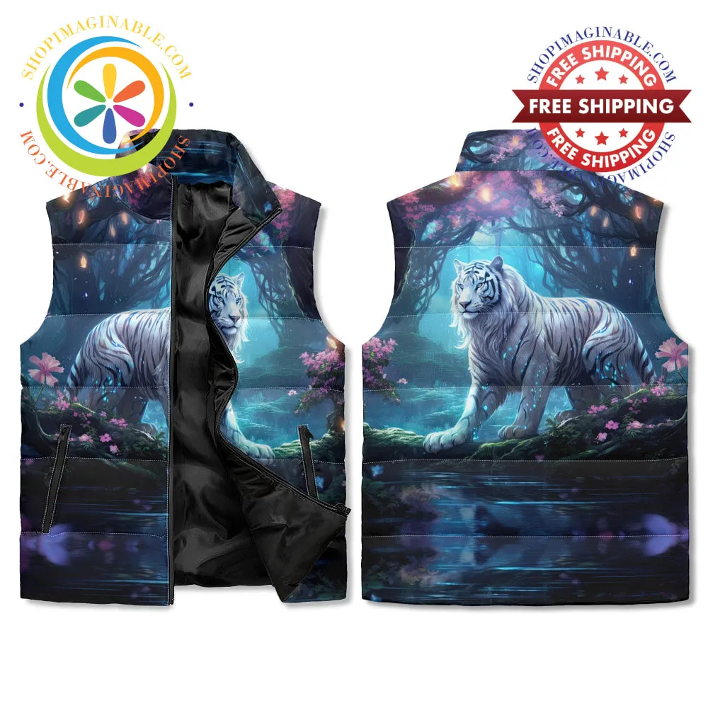Enchanted White Tiger Puffer Vest