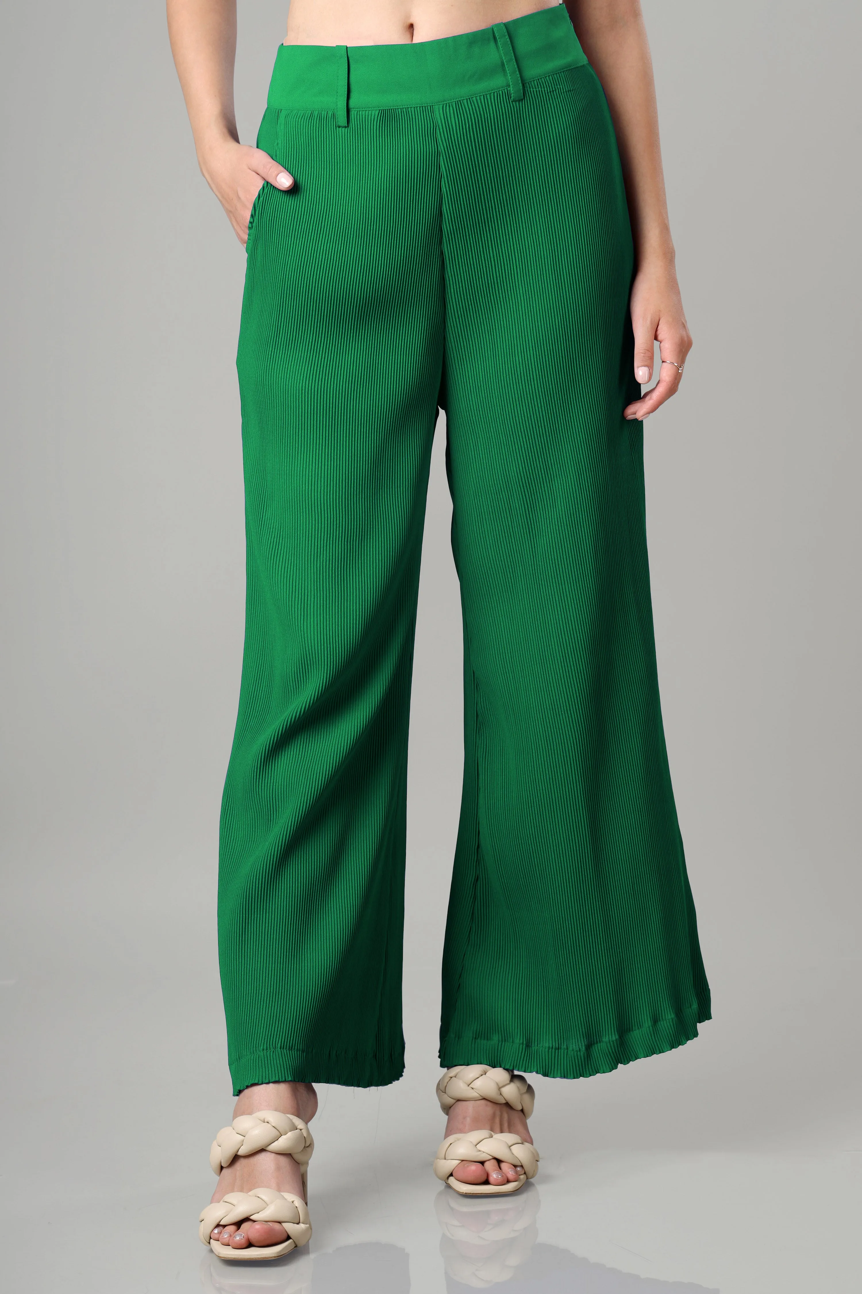 Exclusive Emerald Pleated Ladies Bottom Wear