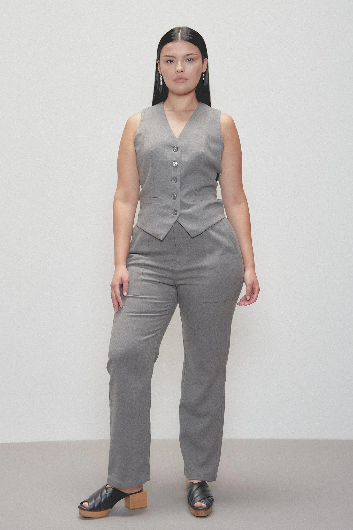 Face cut out Trousers Gray