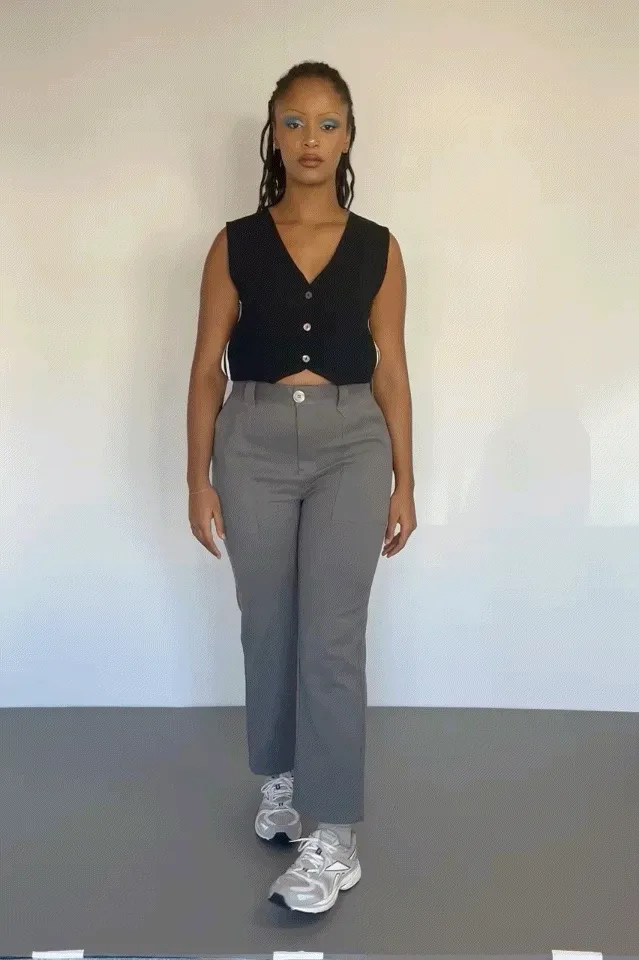 Face cut out Trousers Gray