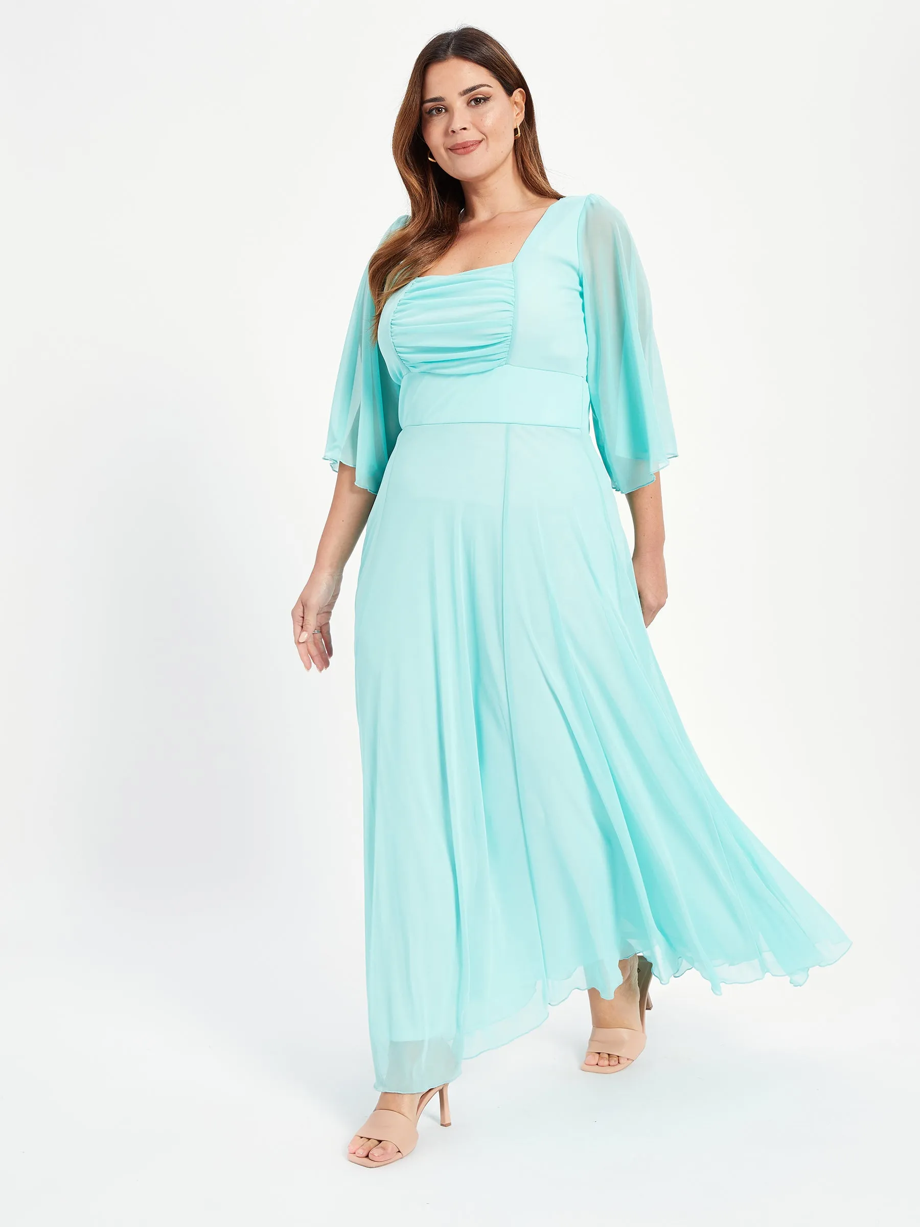 Genie Mint Ruched Bodice Maxi Dress