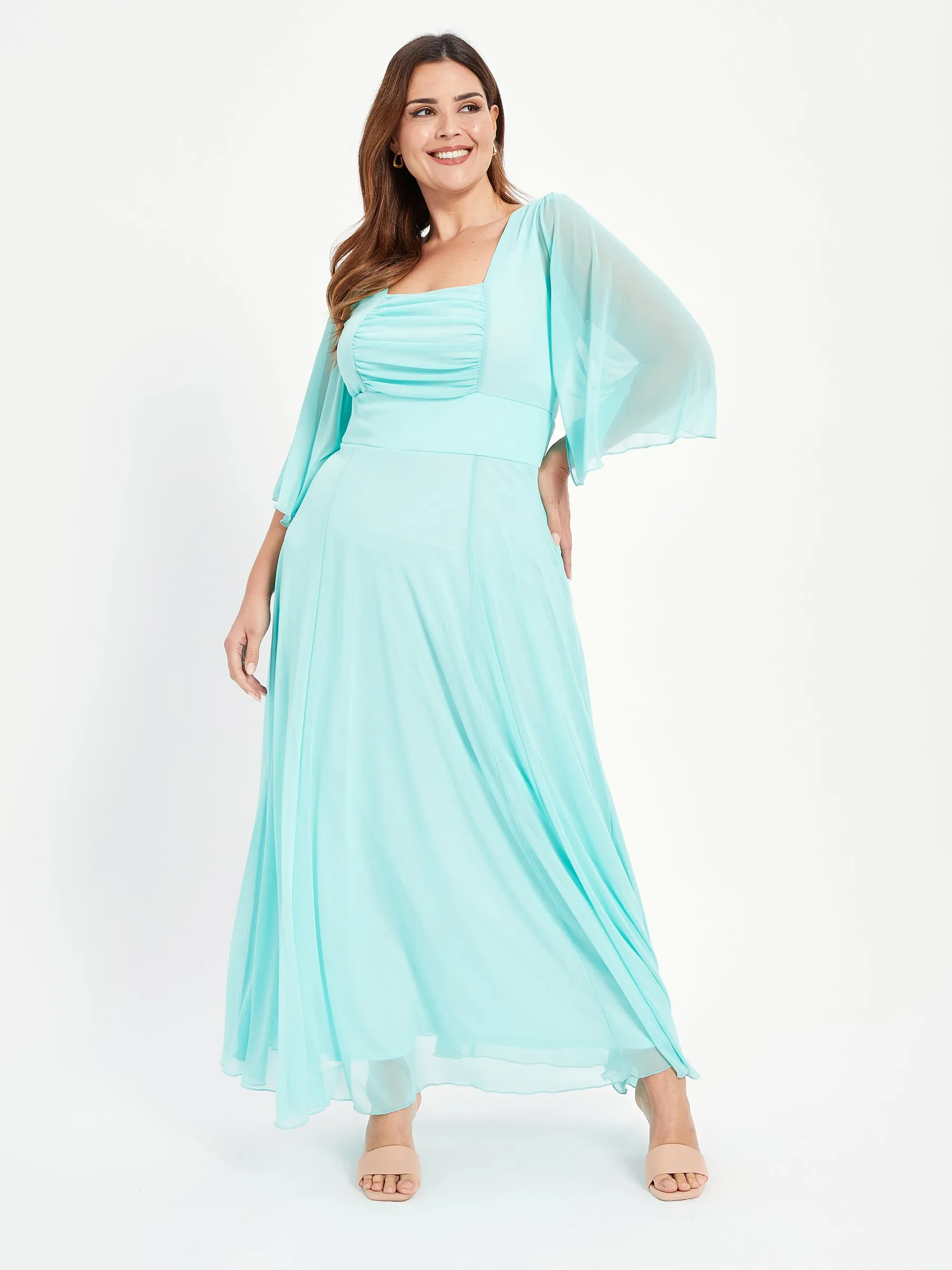Genie Mint Ruched Bodice Maxi Dress