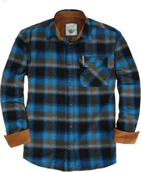 Gioberti Men's Brushed Flannel 100% Cotton Plaid Checkered Shirt with Corduroy Contrast
