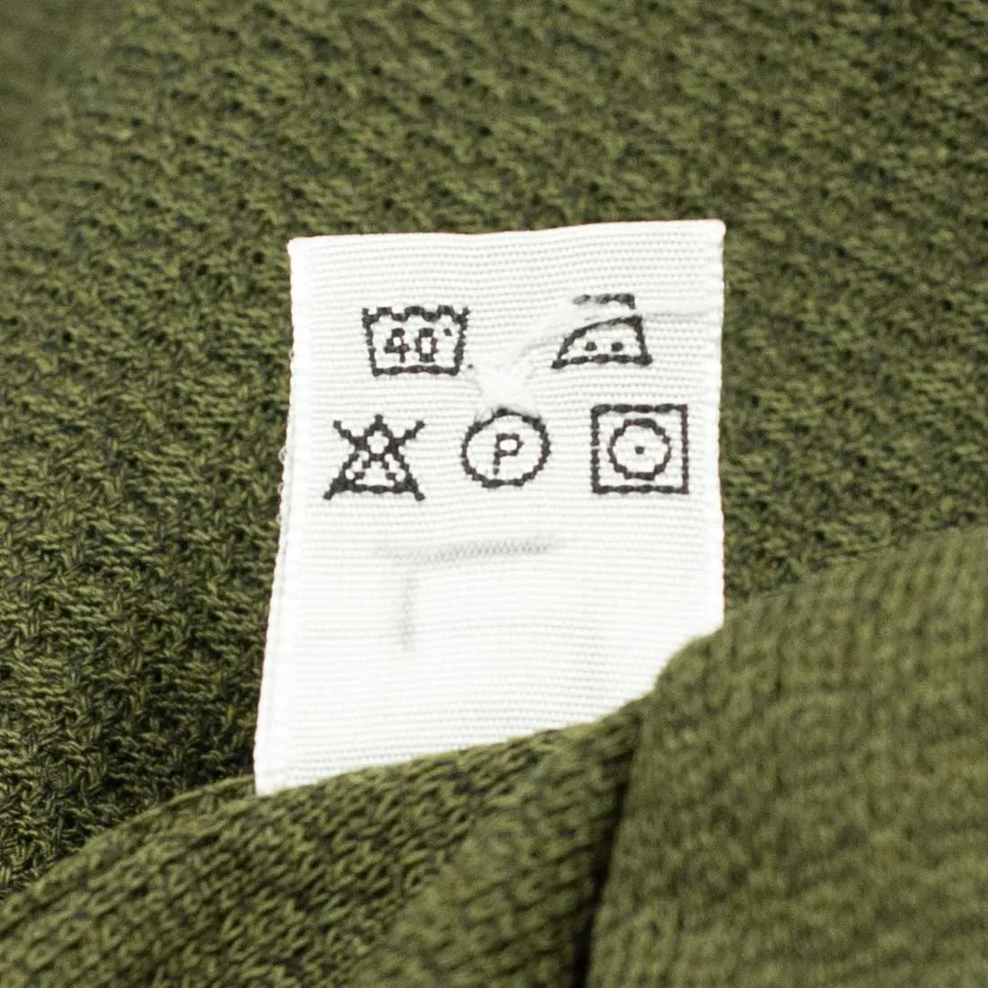 Green grenadine-knit cotton long-sleeve polo shirt, one-piece collar (restock)