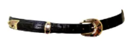 Handmade Solid Gold Buckle with Mother of Pearl Inlay - Set of Two Straps
