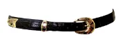 Handmade Solid Gold Buckle with Mother of Pearl Inlay - Set of Two Straps