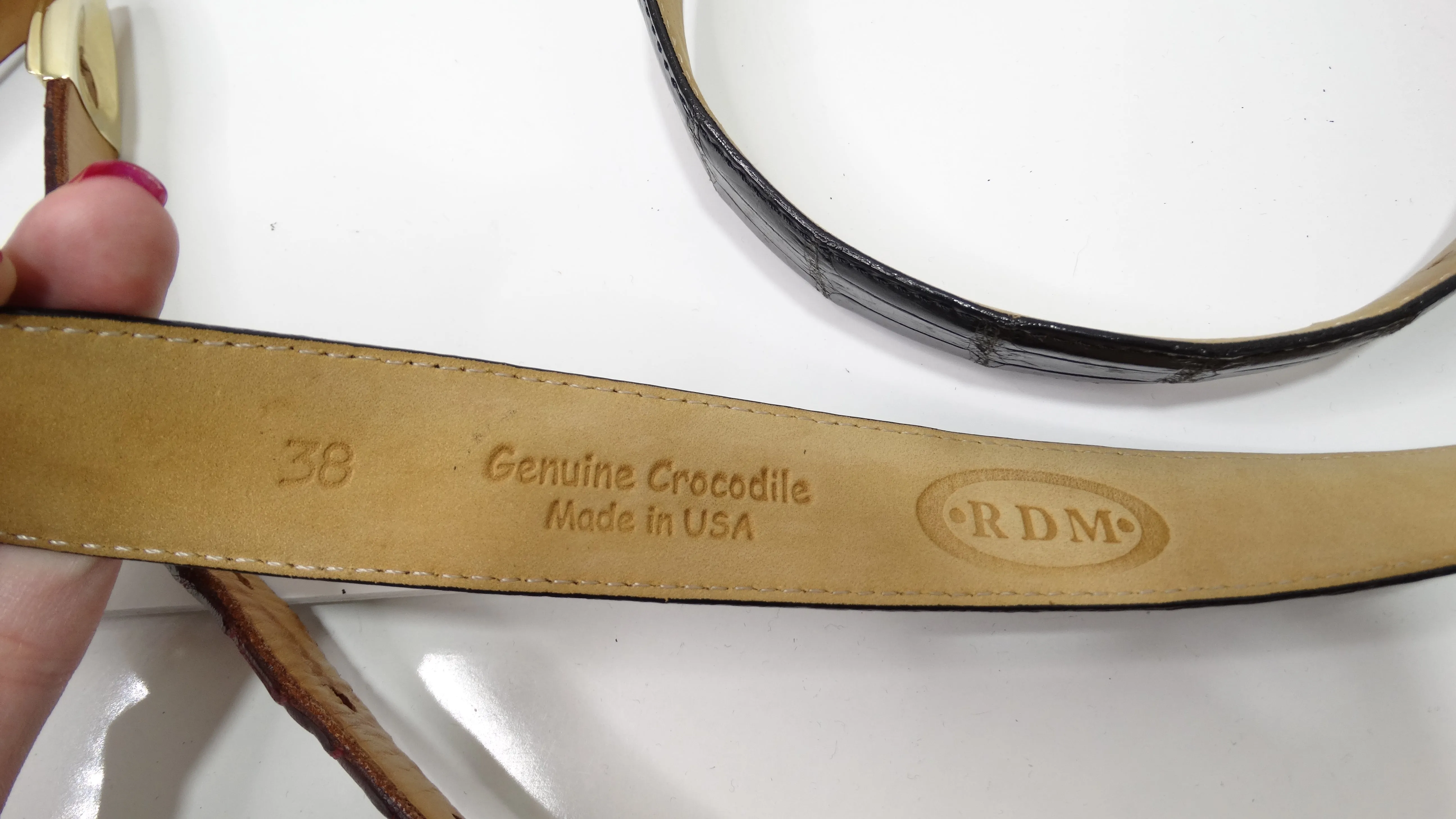 Handmade Solid Gold Buckle with Mother of Pearl Inlay - Set of Two Straps