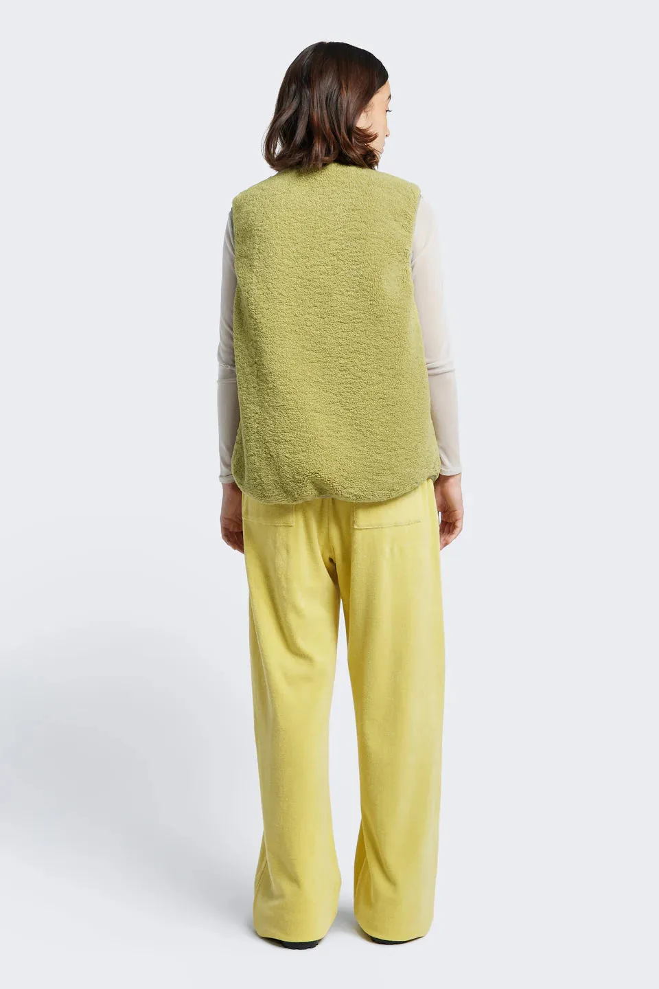 Hearth Shearling Vest - Chartreuse/Sand