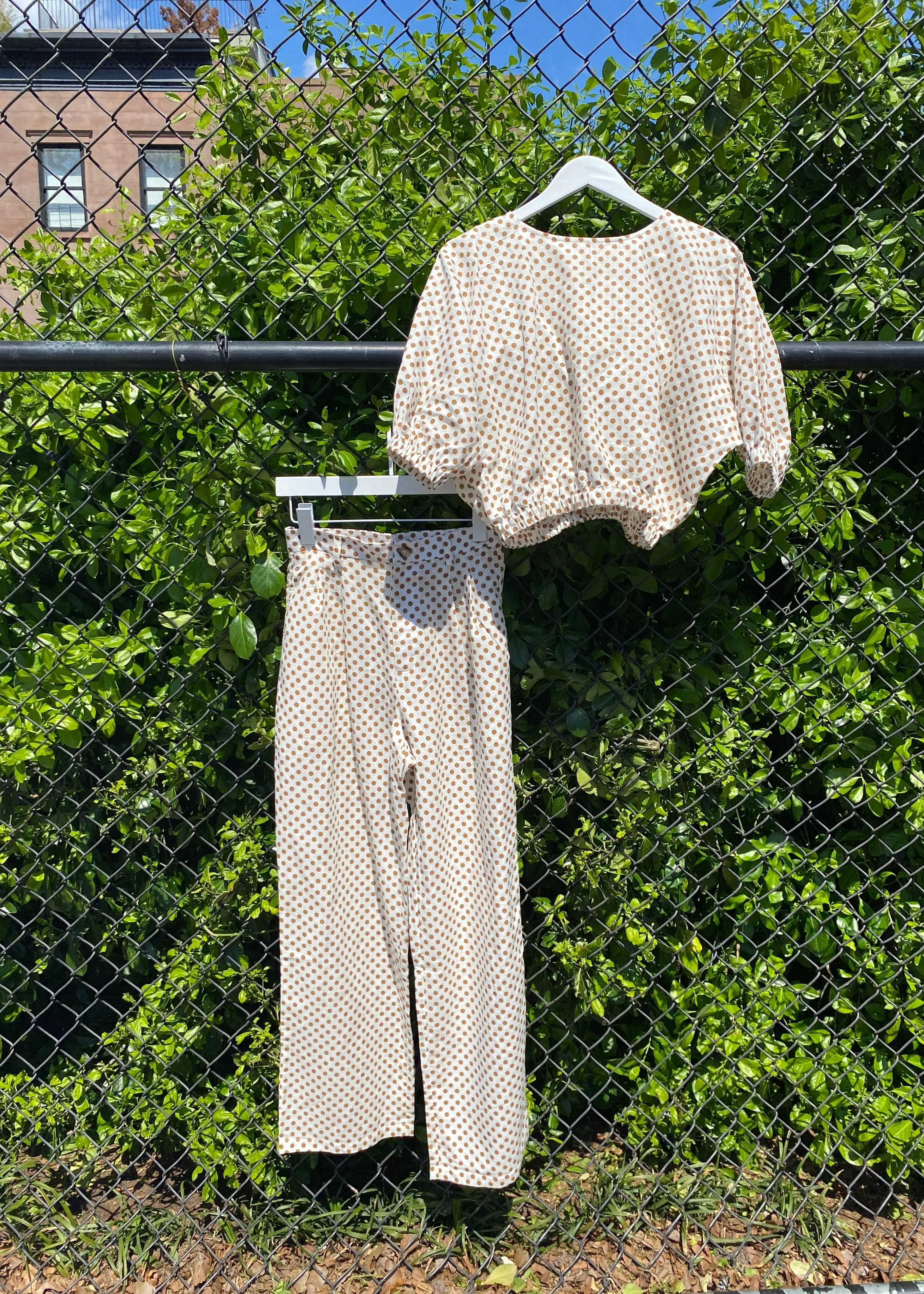 High waisted wide leg trousers