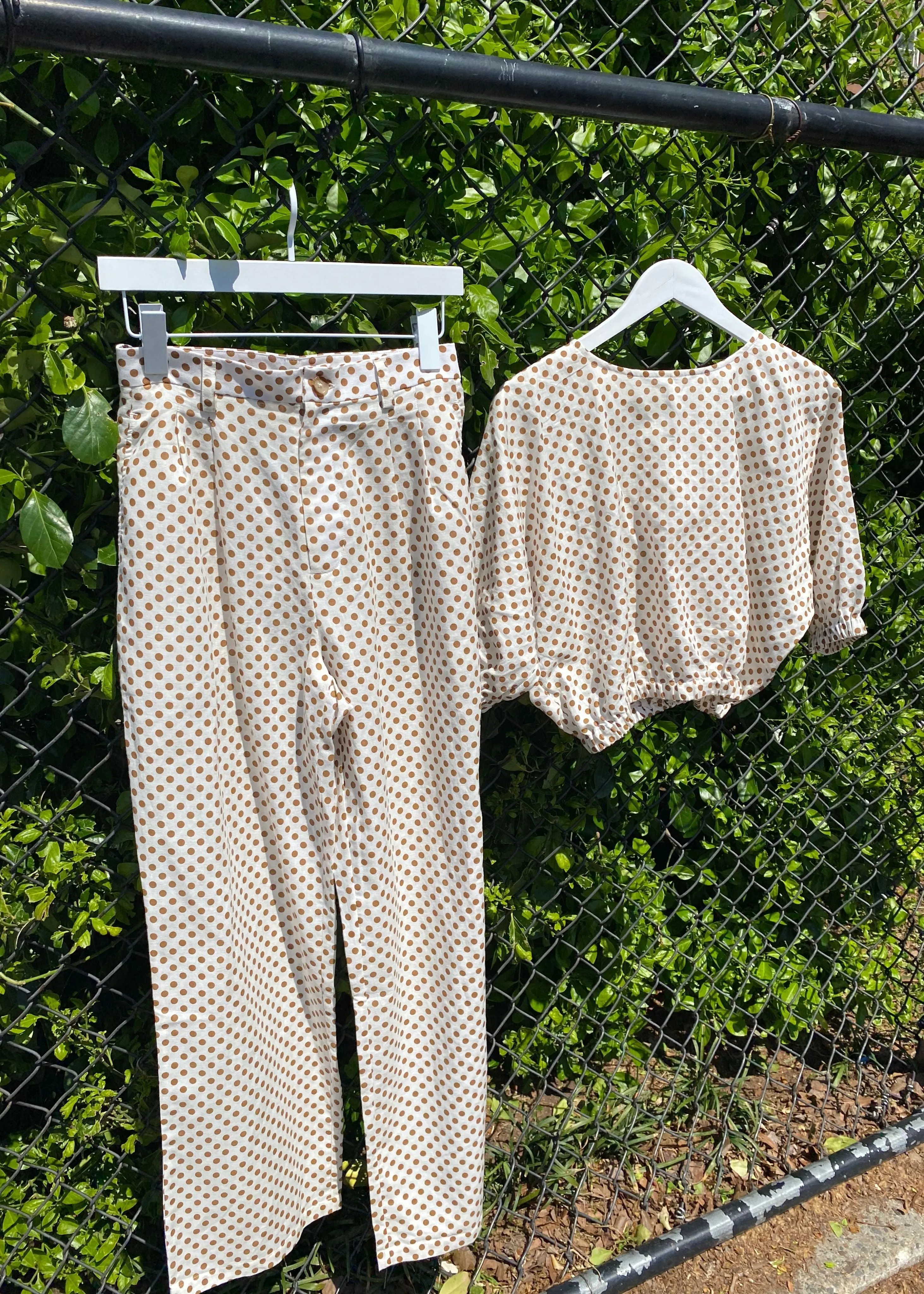High waisted wide leg trousers