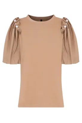HOPE PUFF SLEEVE T-SHIRT | TAN