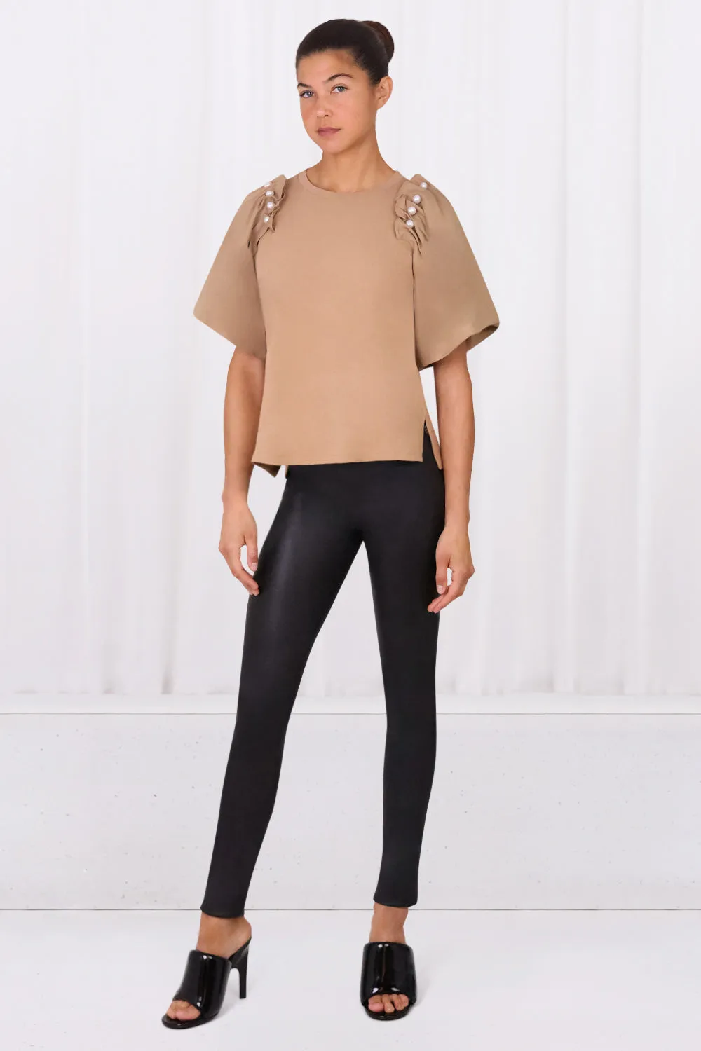 HOPE PUFF SLEEVE T-SHIRT | TAN