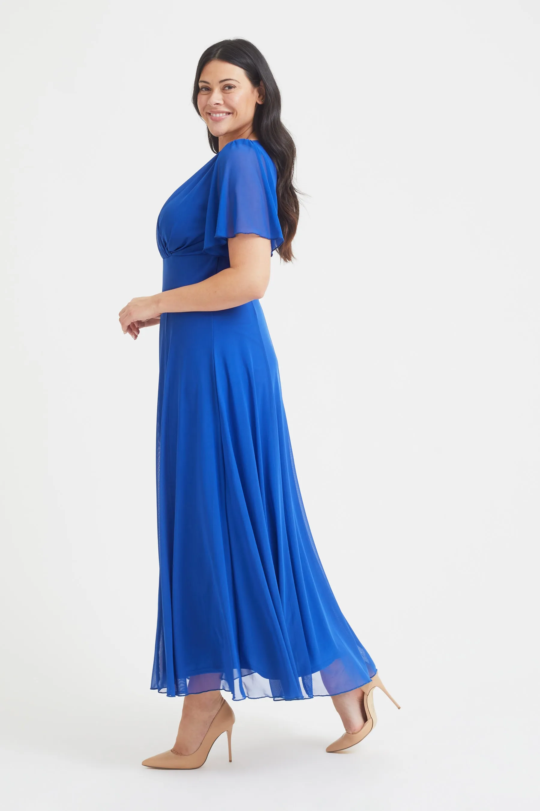 Isabelle Blue Float Sleeve Maxi Dress