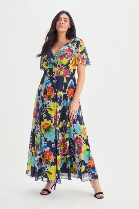 Isabelle Bright Multi Float Sleeve Maxi Dress