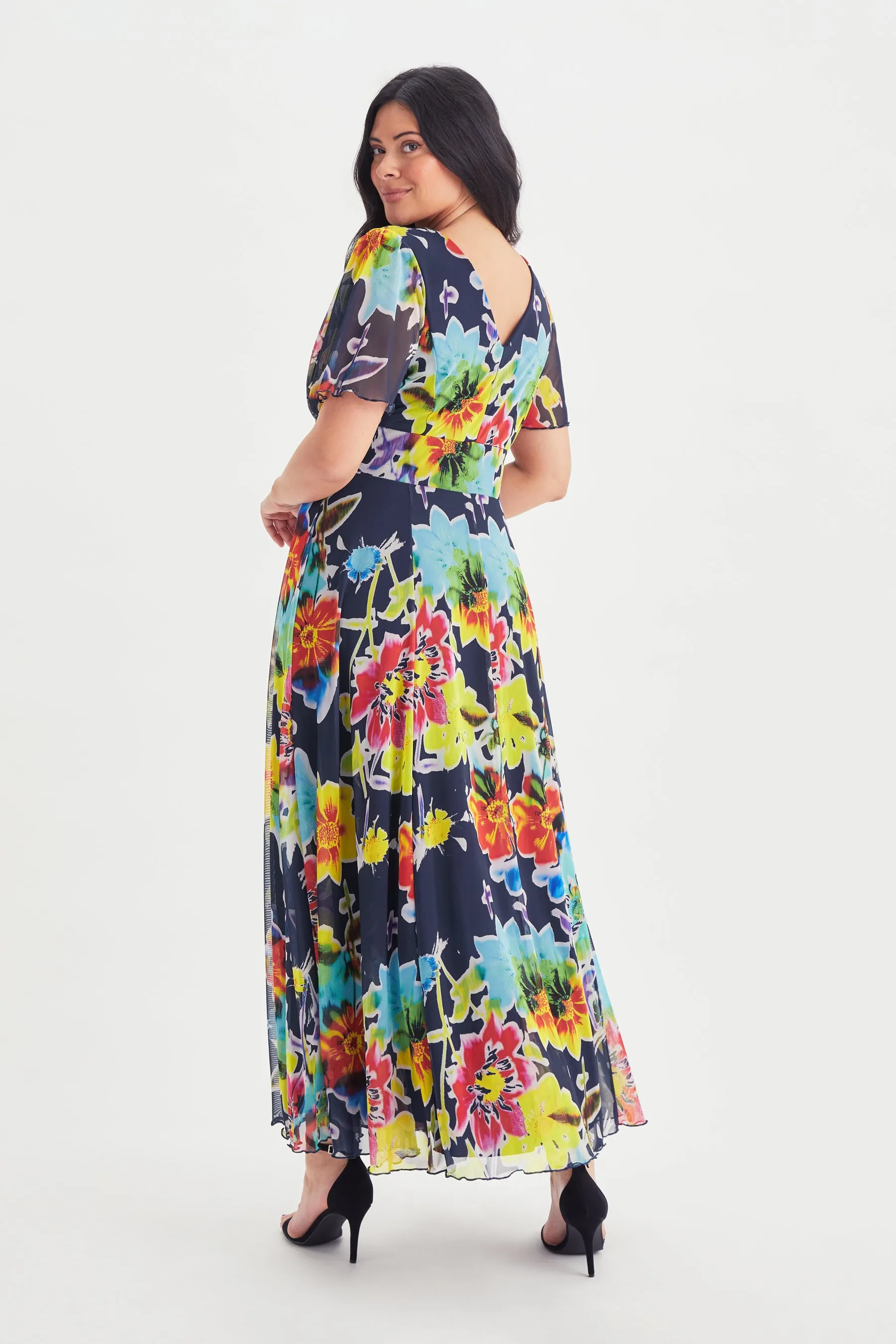 Isabelle Bright Multi Float Sleeve Maxi Dress