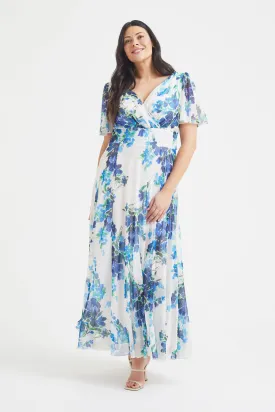 Isabelle Ivory Blue Float Sleeve Maxi Dress