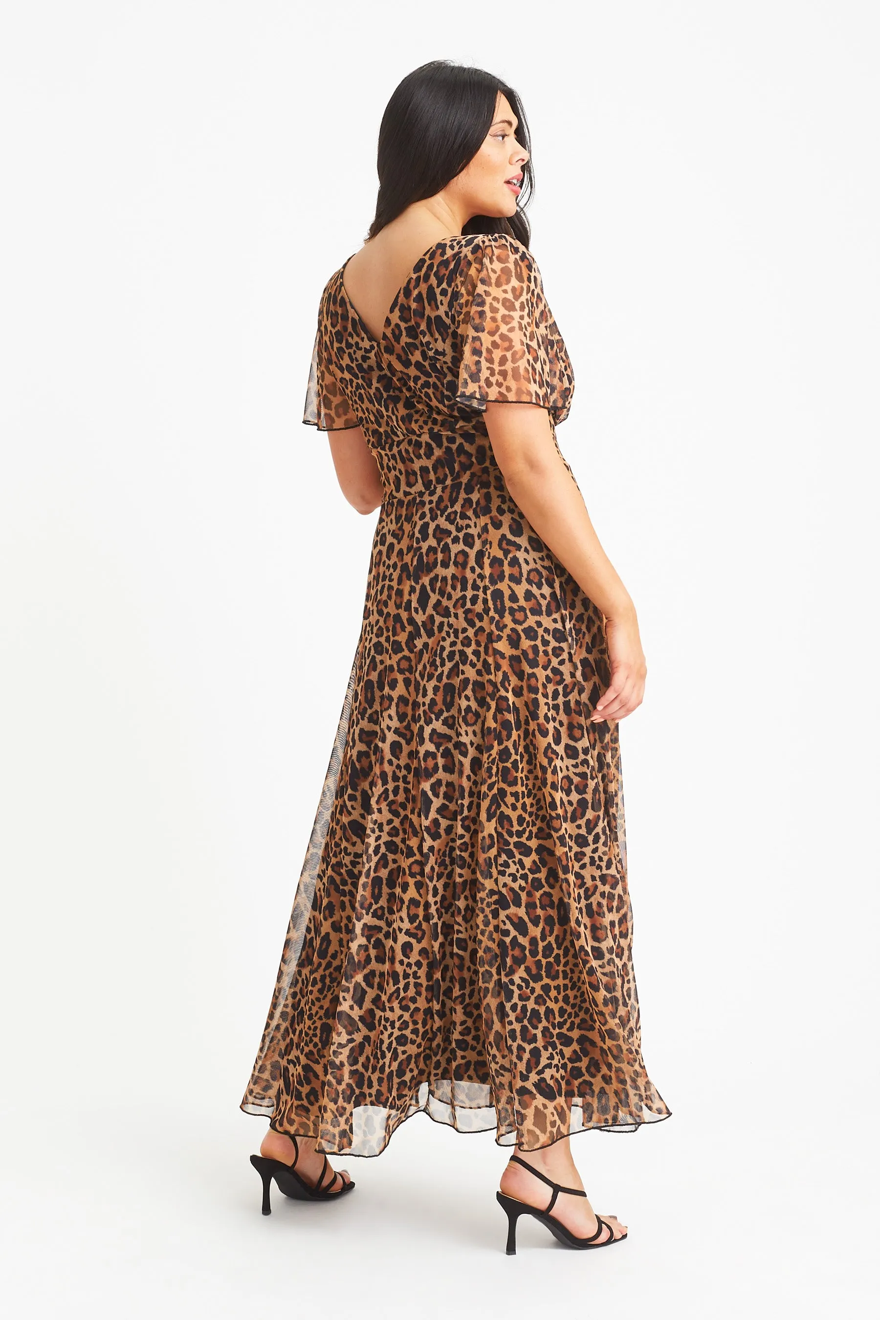 Isabelle Leopard Print Float Sleeve Maxi Dress