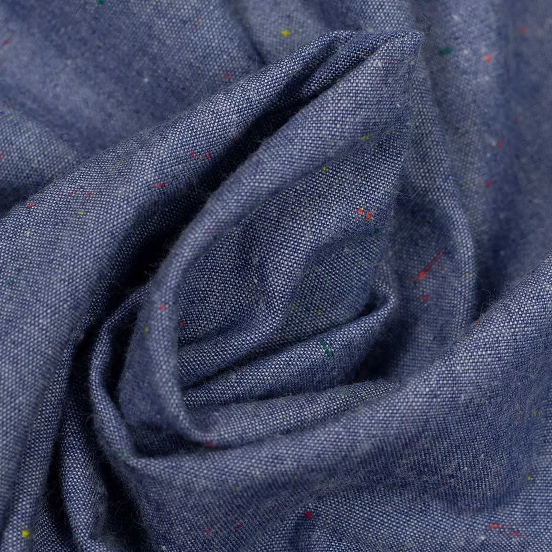 Japanese donegal denim cotton shirt, buttoned collar (restock)