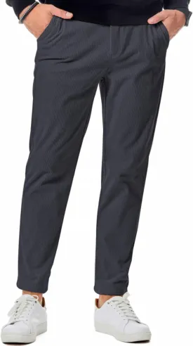 JMIERR Mens Casual Corduroy Pants Flat Front Elastic Waistband Stretch Straight Leg Slim Fit Dress Pant with Pockets
