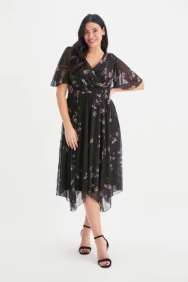 Julie Black Multi Hanky Hem Dress