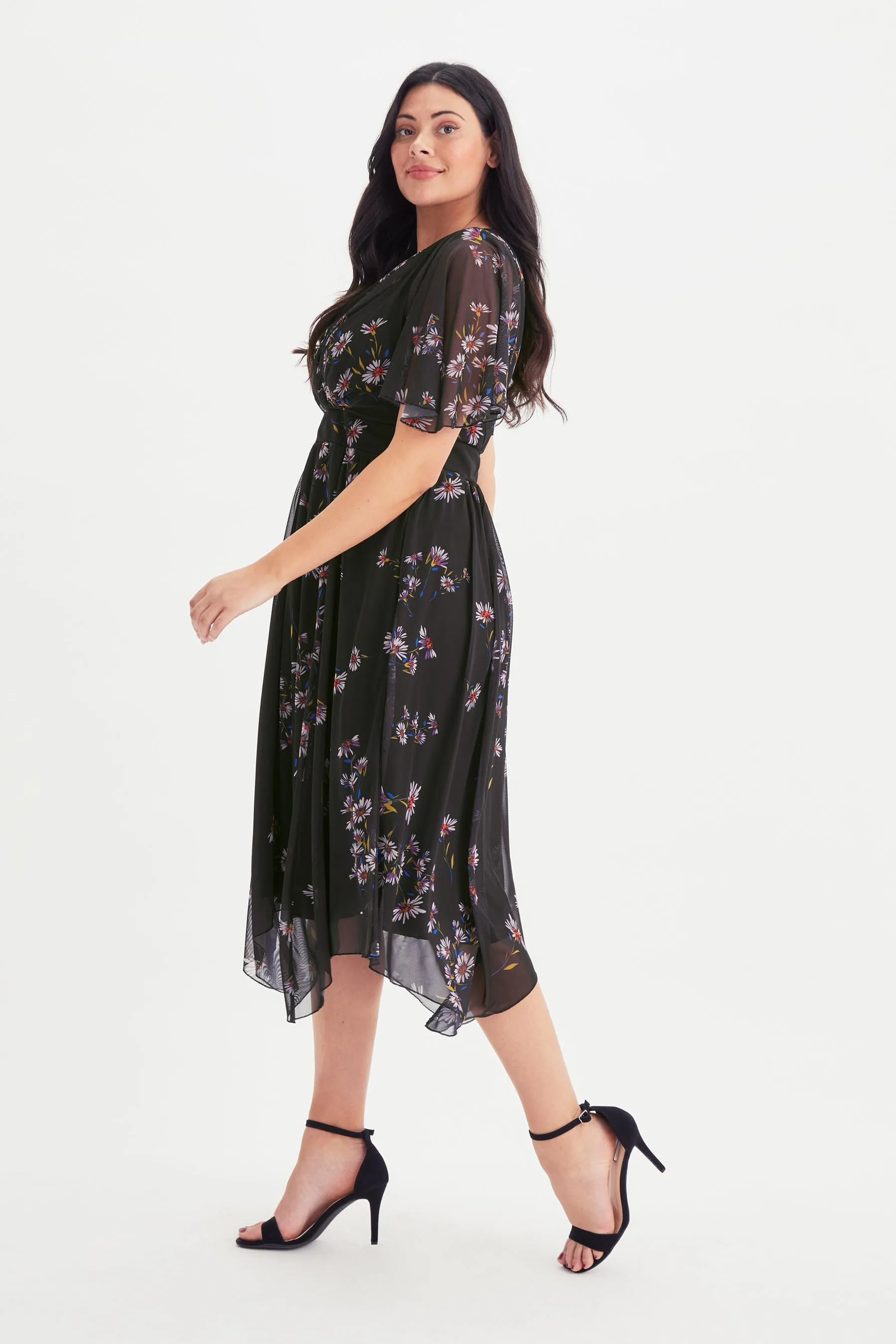 Julie Black Multi Hanky Hem Dress