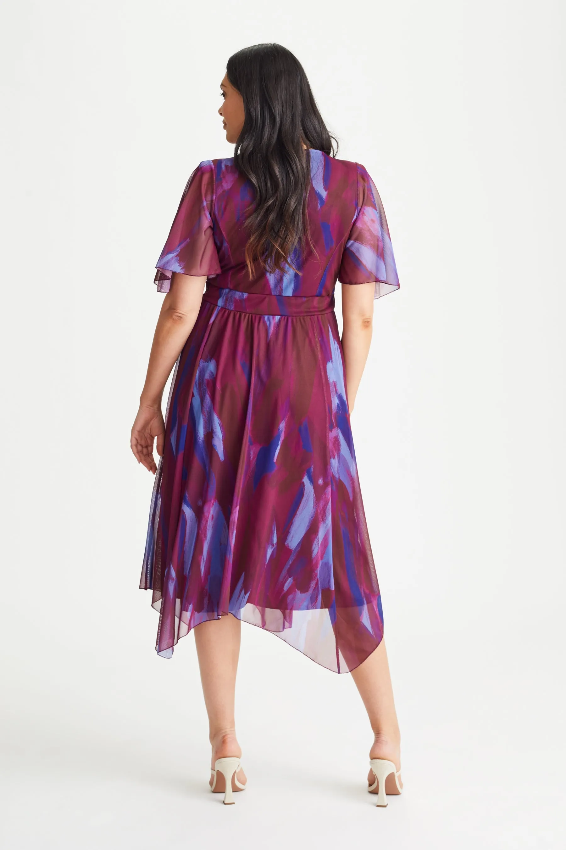 Julie Magenta Blue Hanky Hem Dress