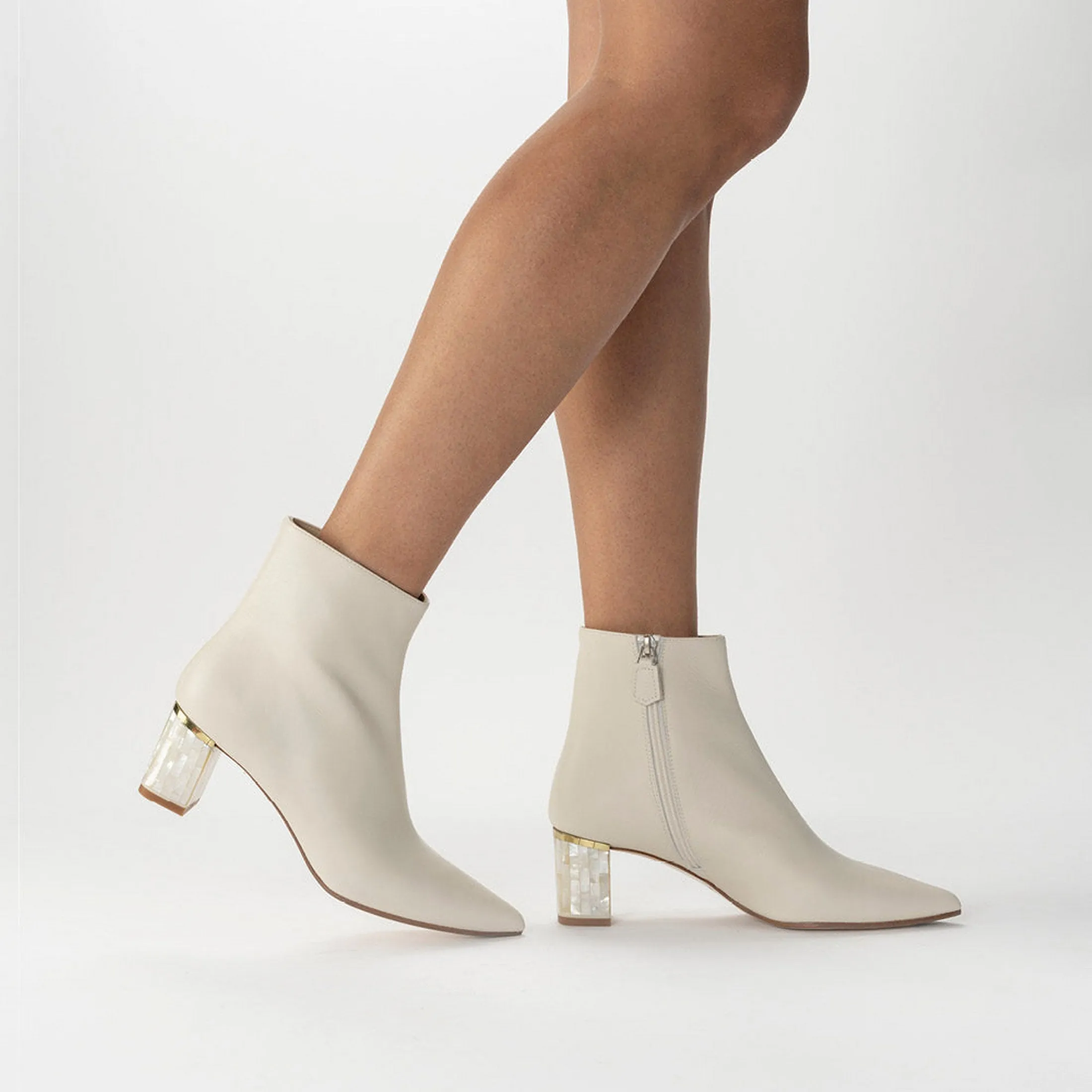 June White Boots - Pearl Heel