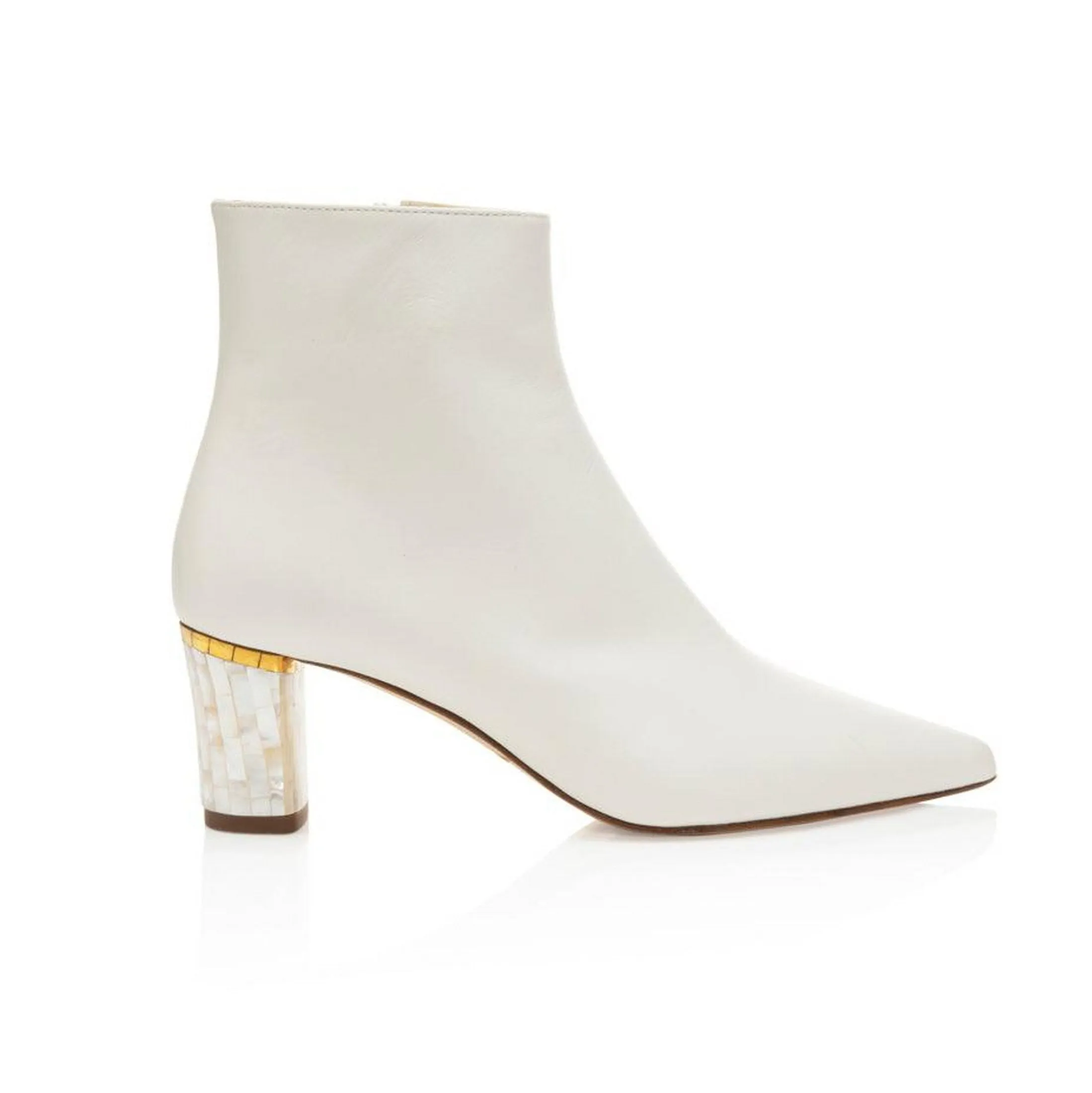June White Boots - Pearl Heel