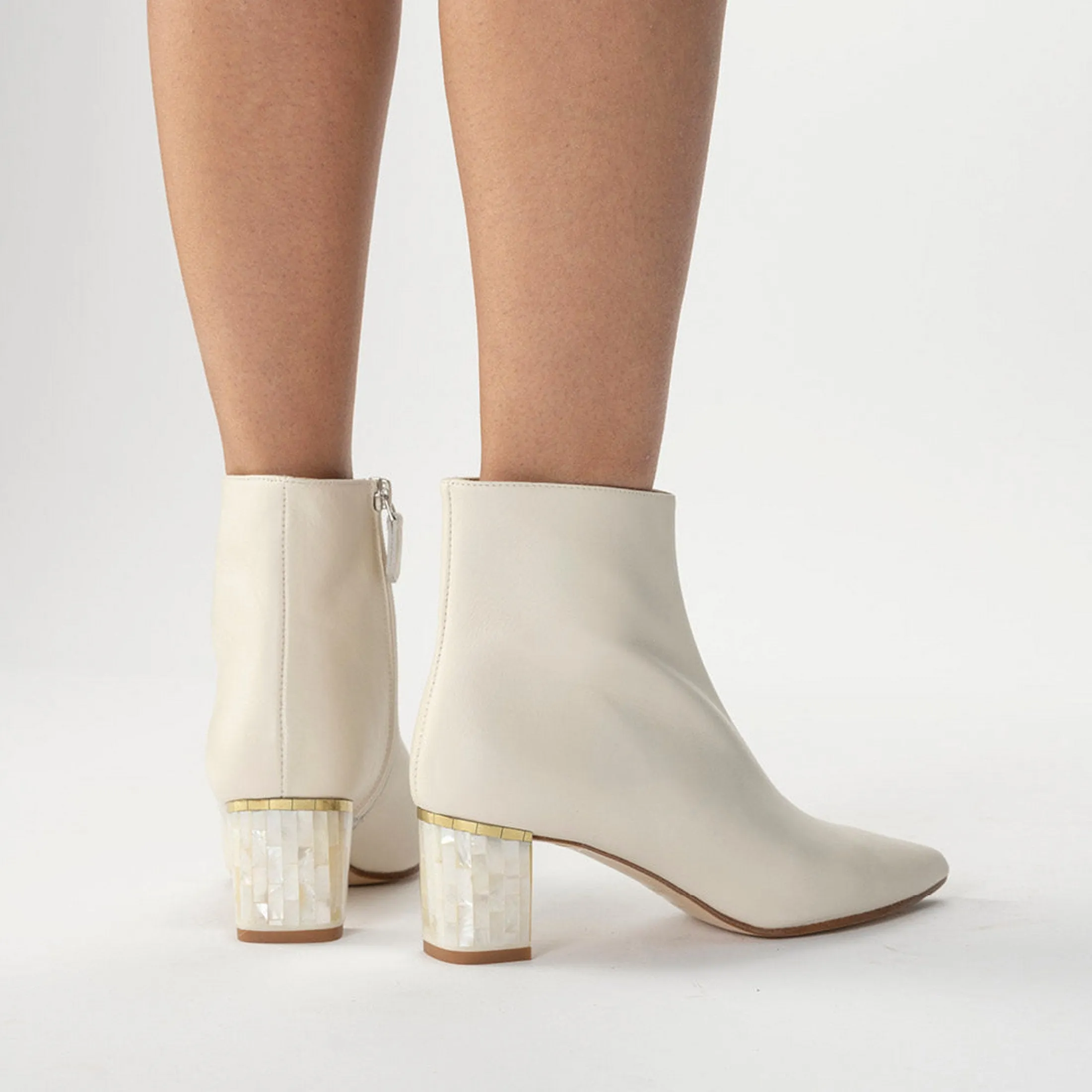 June White Boots - Pearl Heel