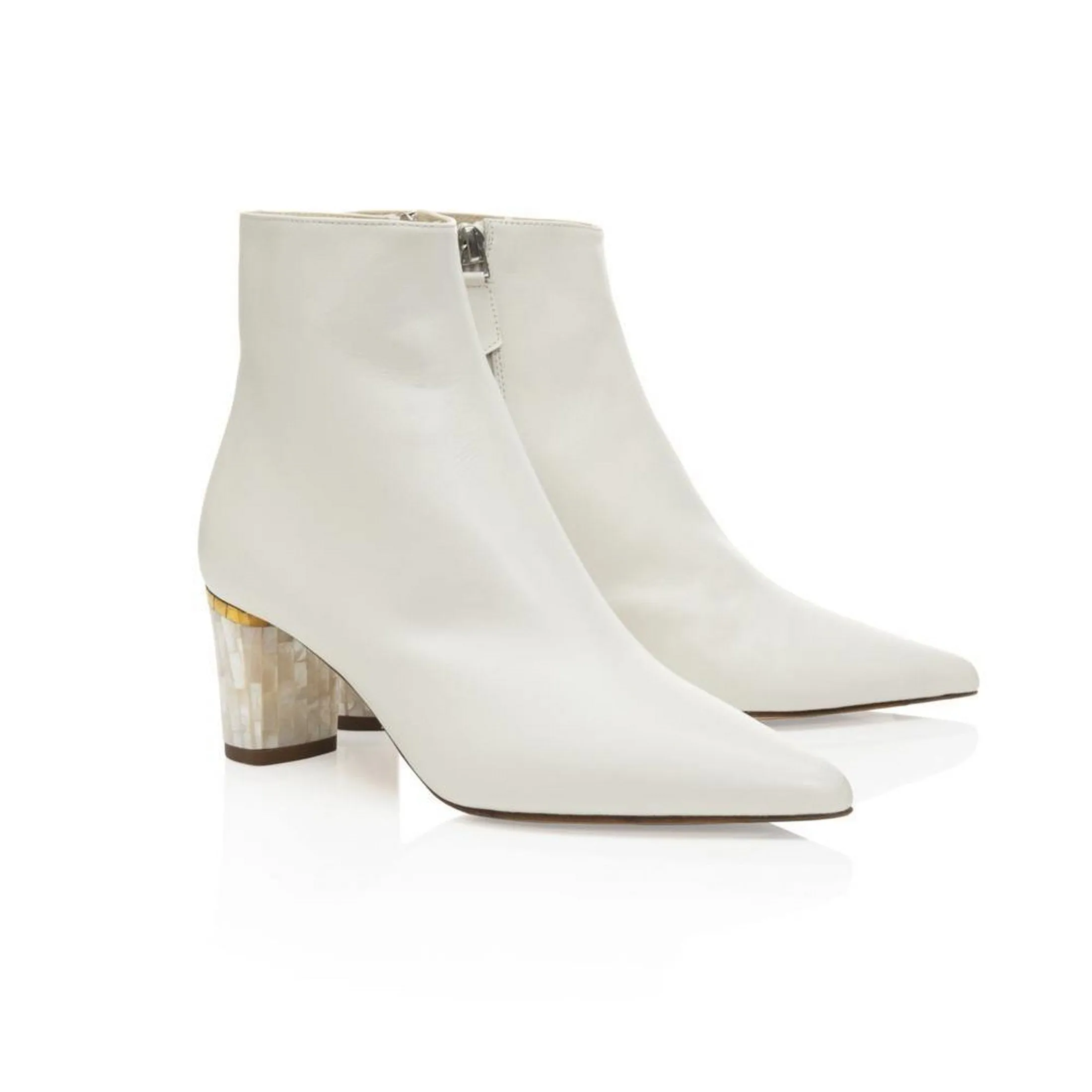 June White Boots - Pearl Heel