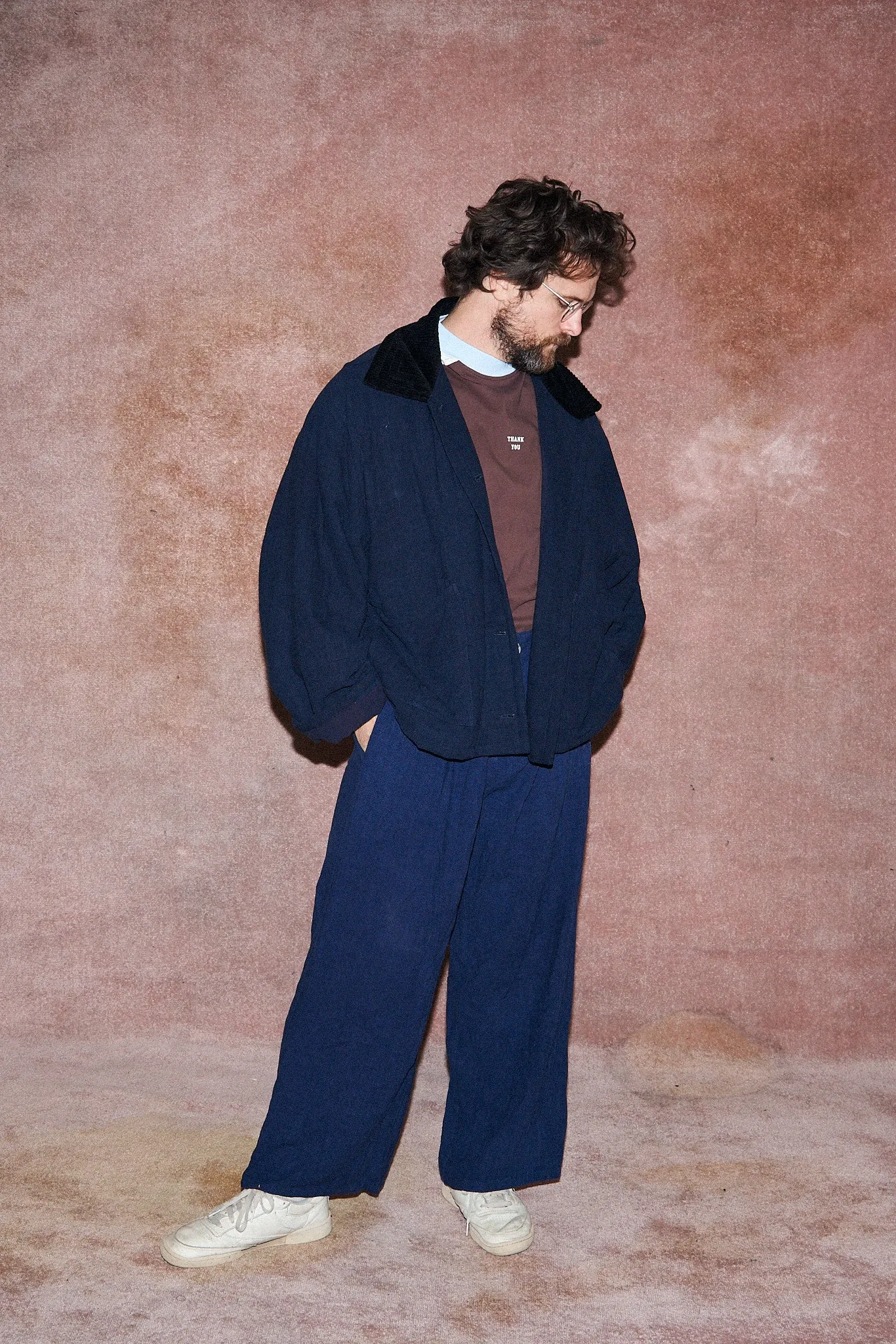 Linen Straight Leg Trousers Navy
