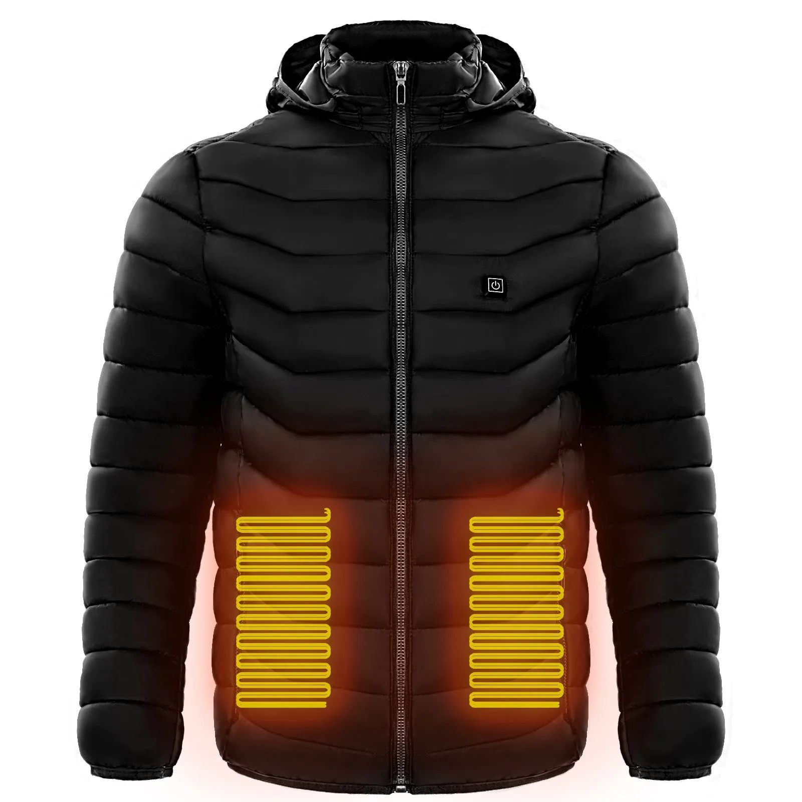 Men Heated Puffer Jacket Electric Heating Coat Insulated Hood Windbreaker